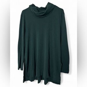 J Jill Cowl Neck Tunic Shirt 100% Pima Cotton Forest Green Size Petite XL